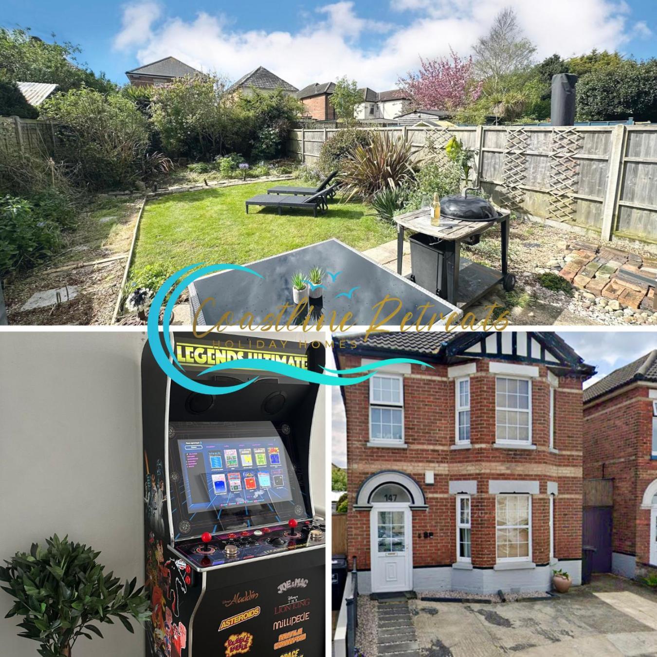The Capstone Retreat - Beautiful Detached Family Home By Coastline Retreats, Arcade Machine, Parking, Bbq 본머스 외부 사진